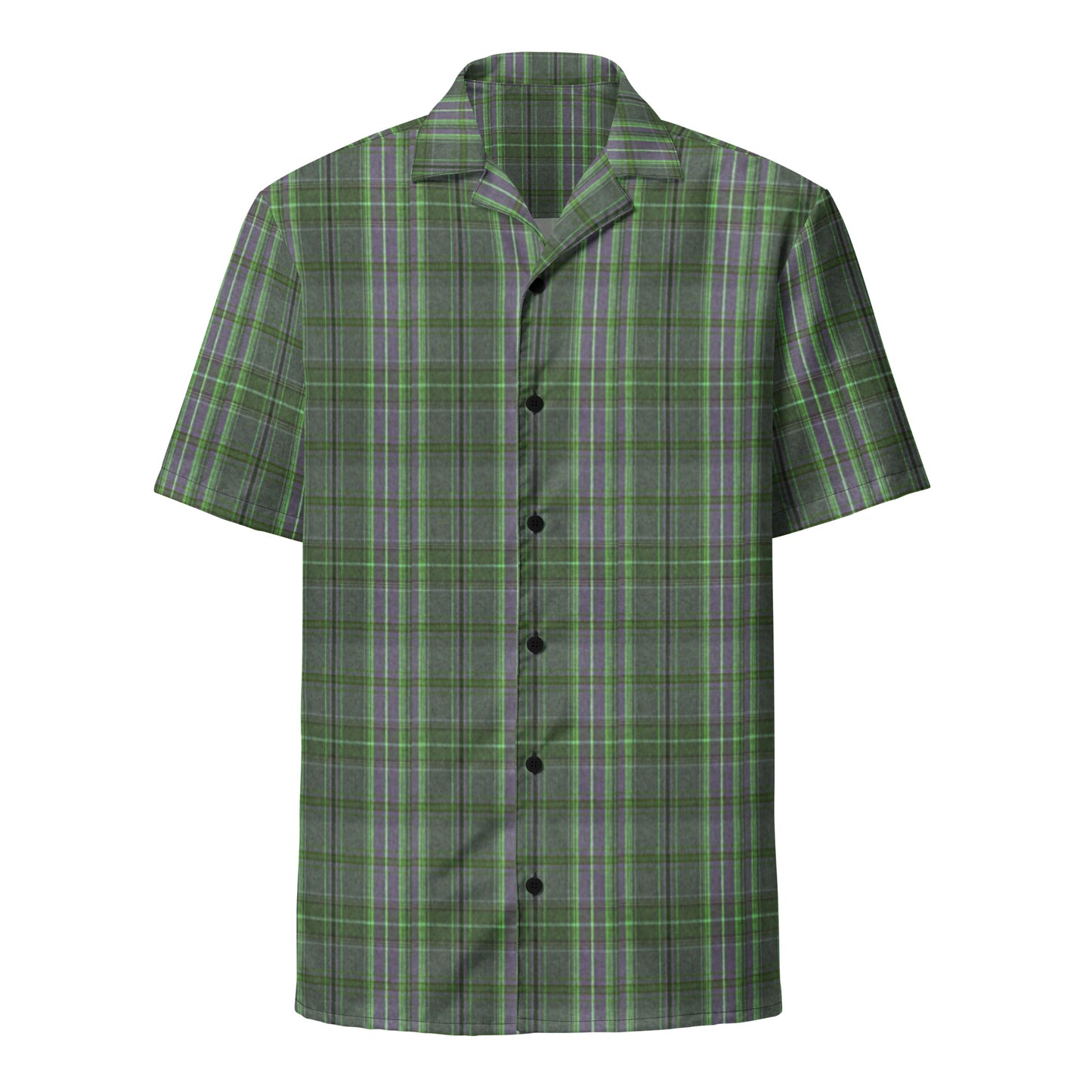 Purple Green Men's Plaid Button Up Shirt