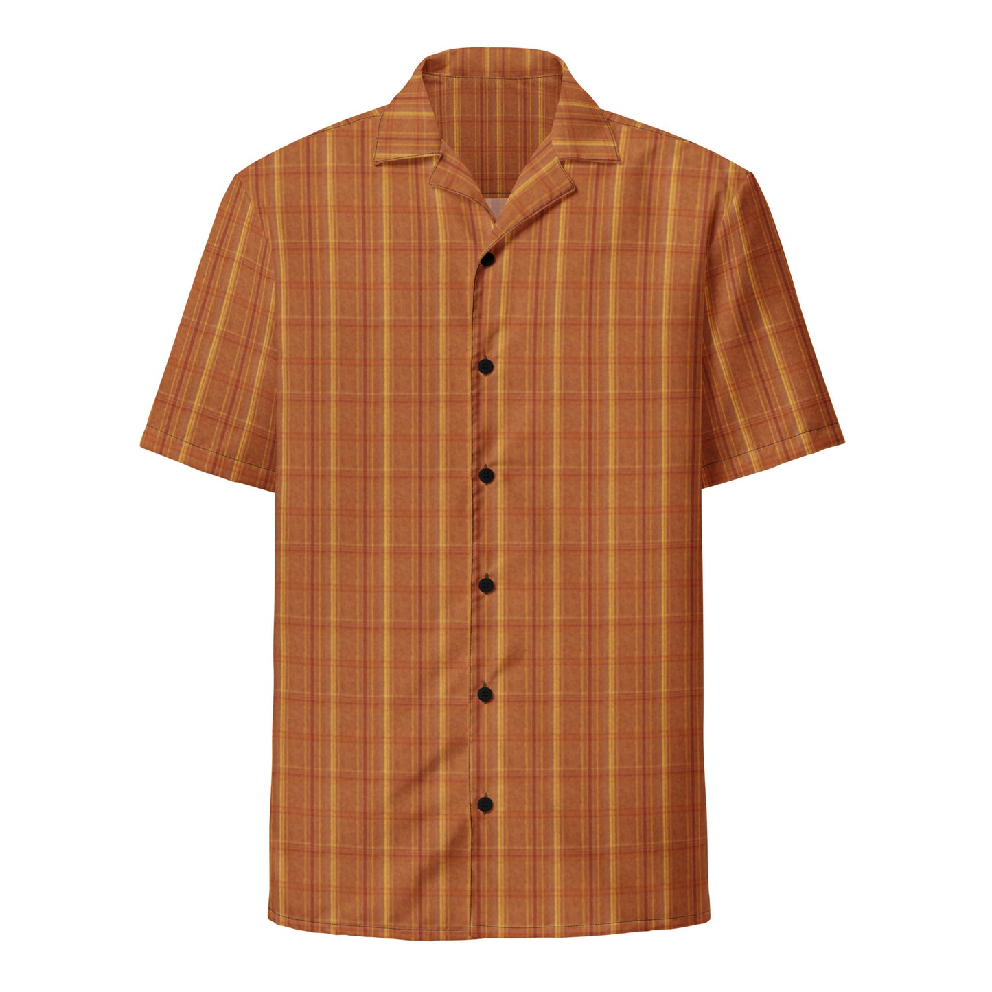 Plaid Orange Men's Button Up Shirt