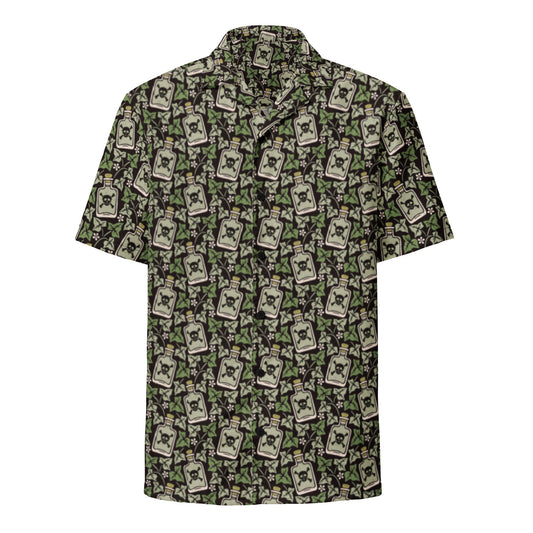 Poison Bottle Leaf Pattern Men's Button Up Shirt