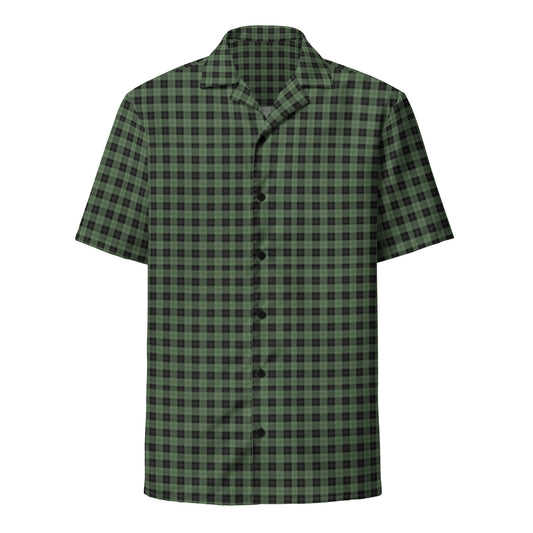 Black Green Checkered Men's Button Up Shirt