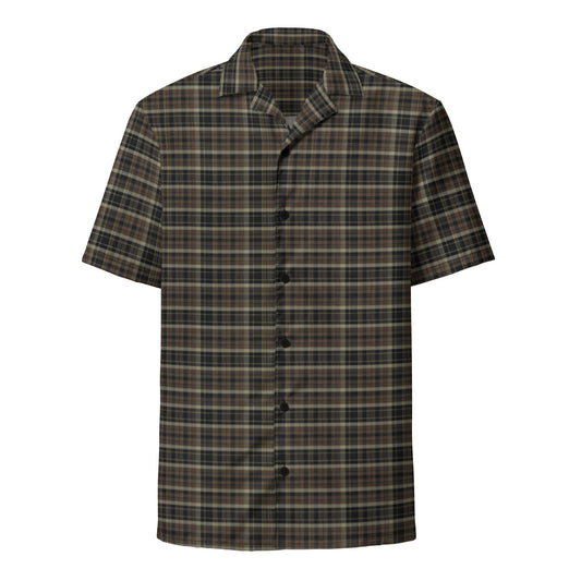 Dark Brown Plaid Men's Button Up Shirt