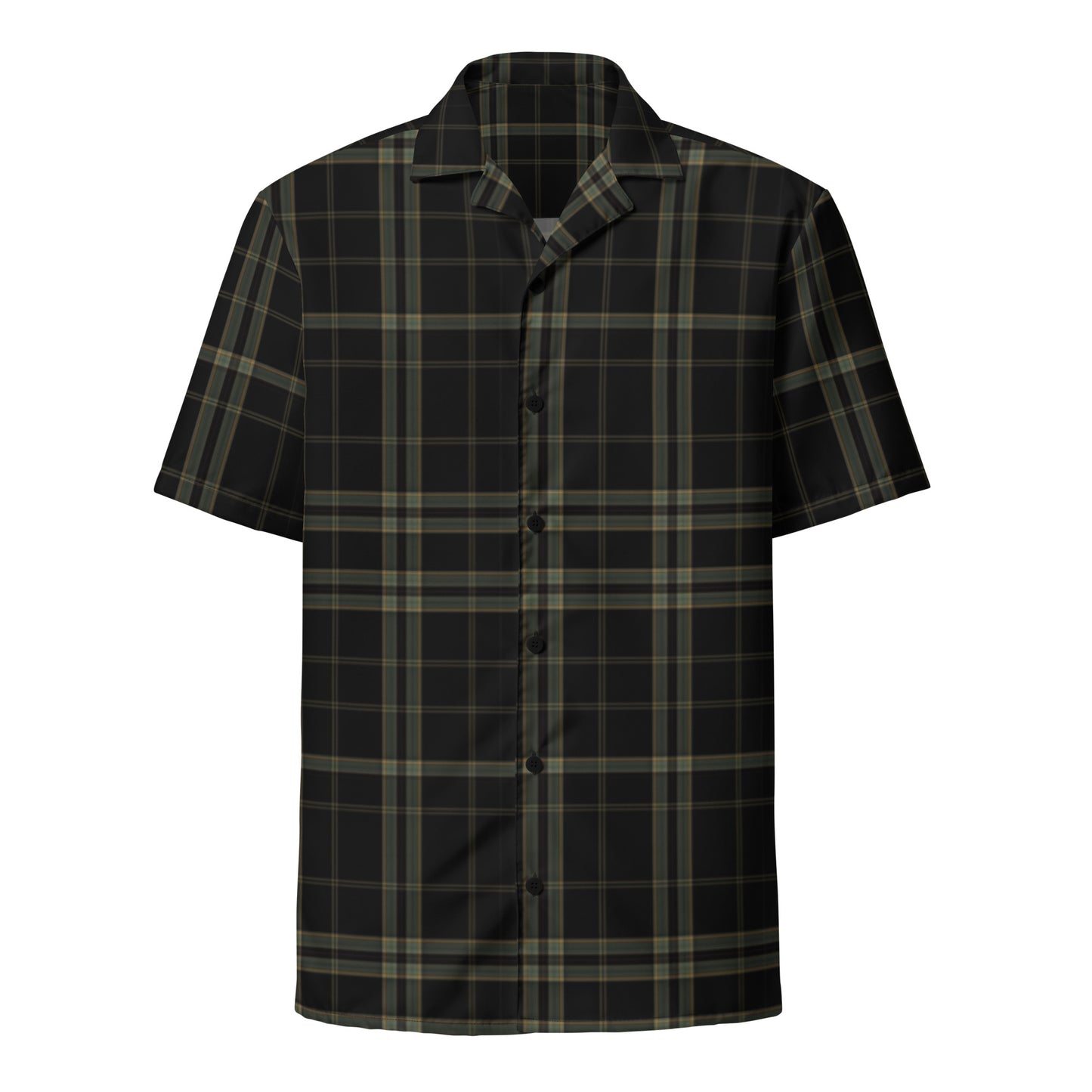 Men's Dark Plaid Black Button Up Shirt