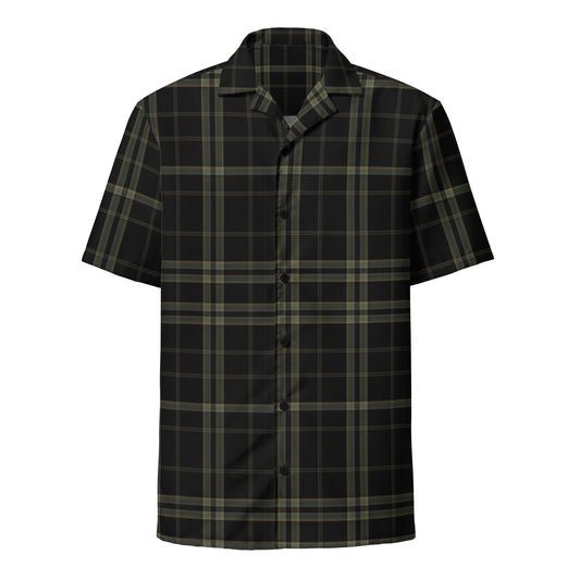 Men's Dark Plaid Black Button Up Shirt