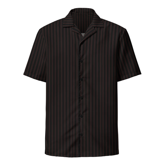 Dark Burgundy and Black Stripes Men's Button Up Shirt