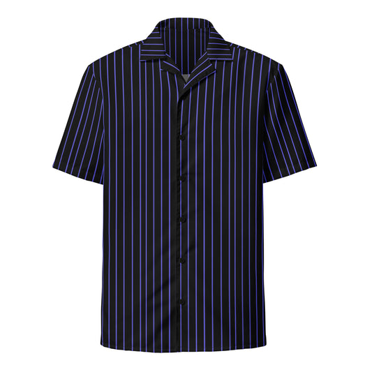 Black and Dark Purple Stripes Men's Button Up Shirt