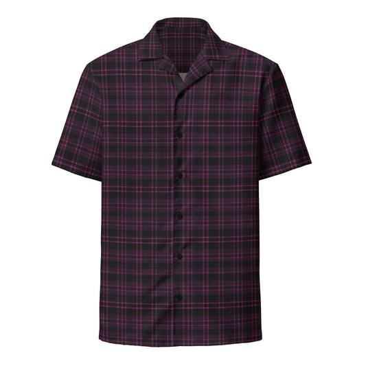 Men's Button Up Shirt | Dark Pink Black Plaid