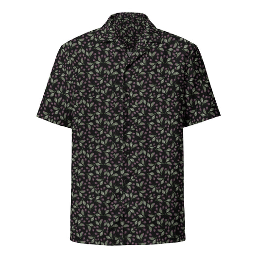 Purple Green Floral Men's Button Up Shirt