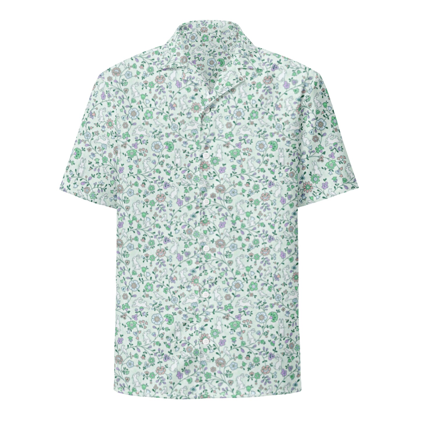 Pastel Green Kawaii Bunny Women's Button Up