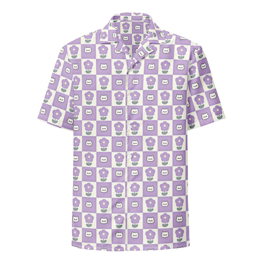 Pastel Purple Kawaii Plaid Women's Button Up Shirt