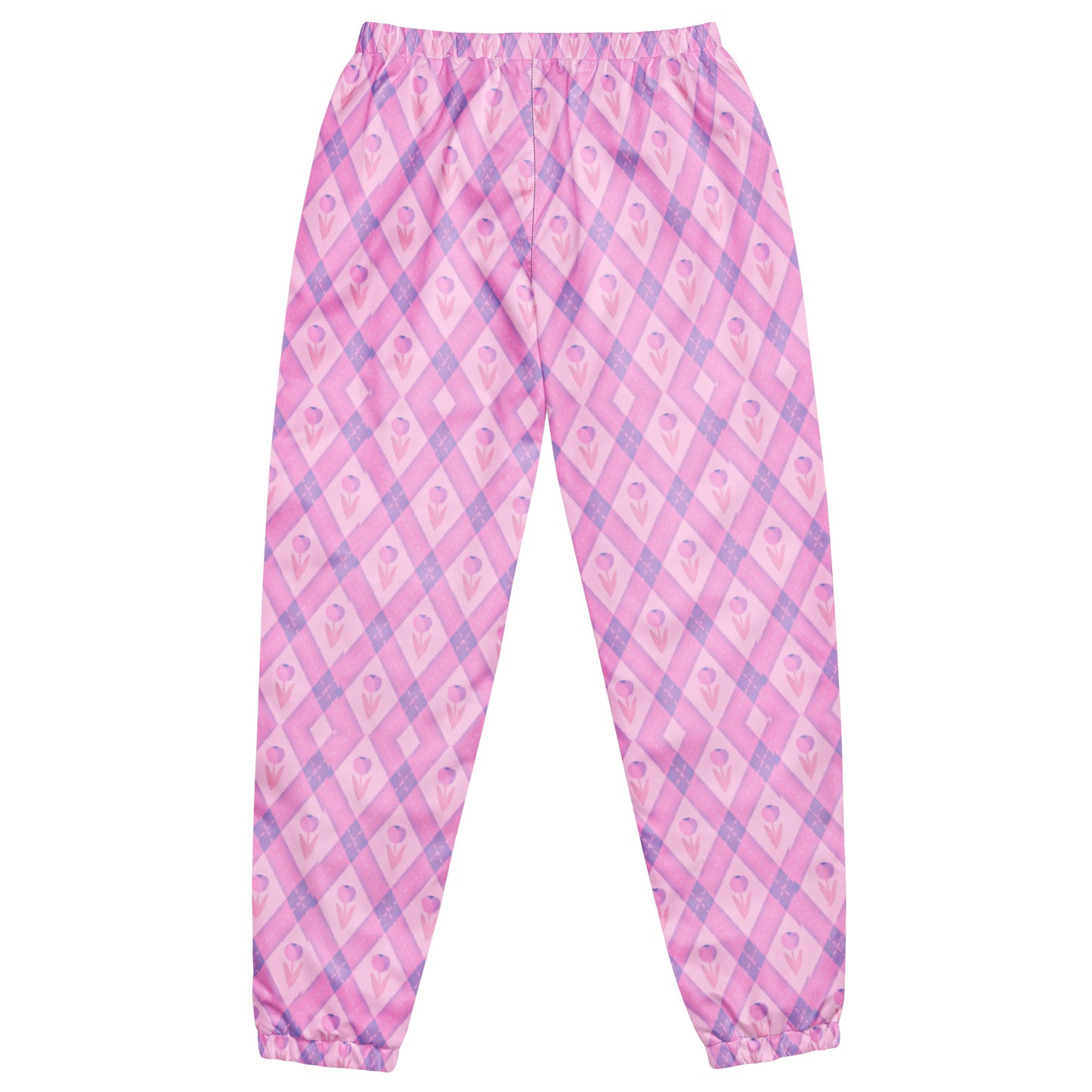 Cute Checkered Pastel Pink Track Pants