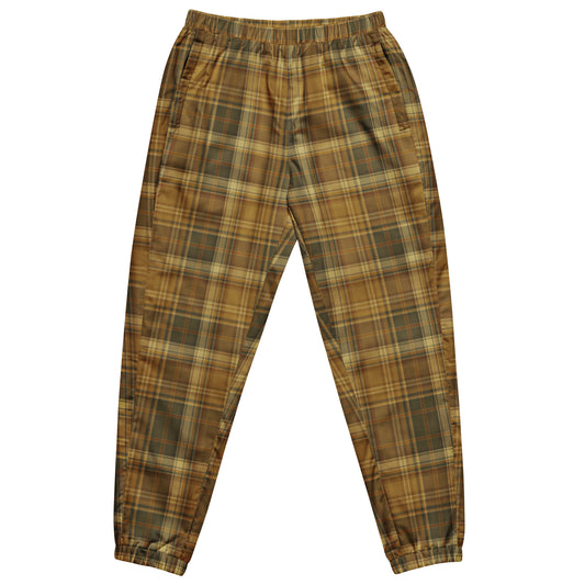 Vintage Brown Kaki Plaid Men's Track Pants