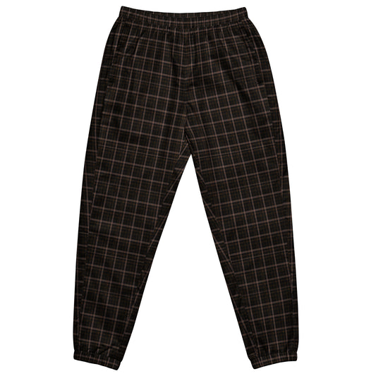 Cool Dark Brown Black Plaid Track Pants