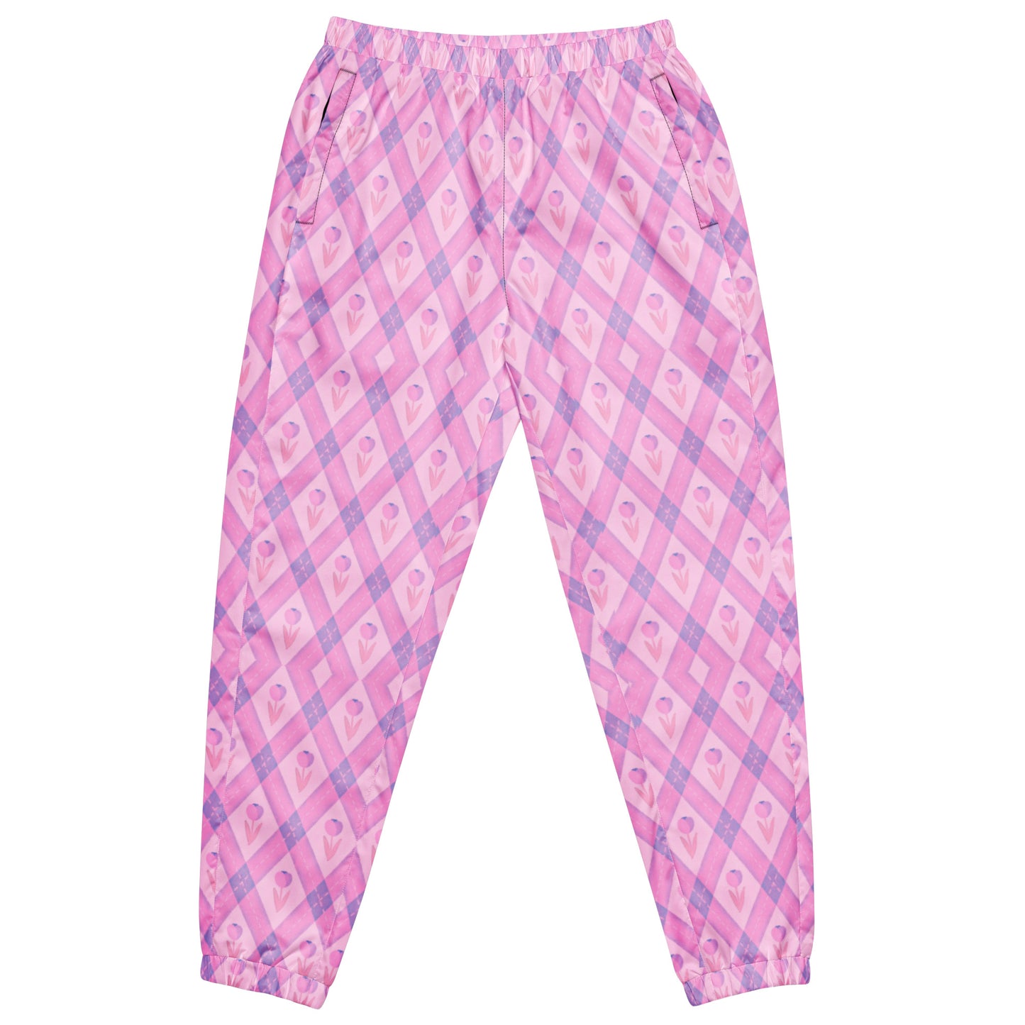 Cute Checkered Pastel Pink Track Pants