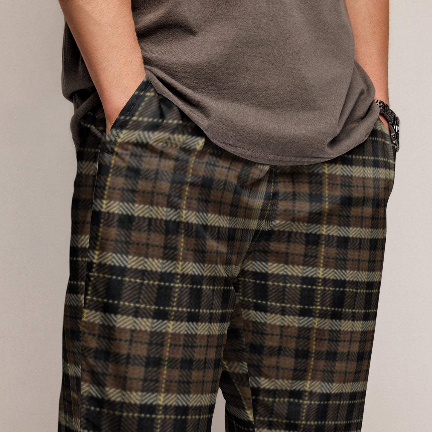 Retro Vintage Brown Plaid Men's Track Pants