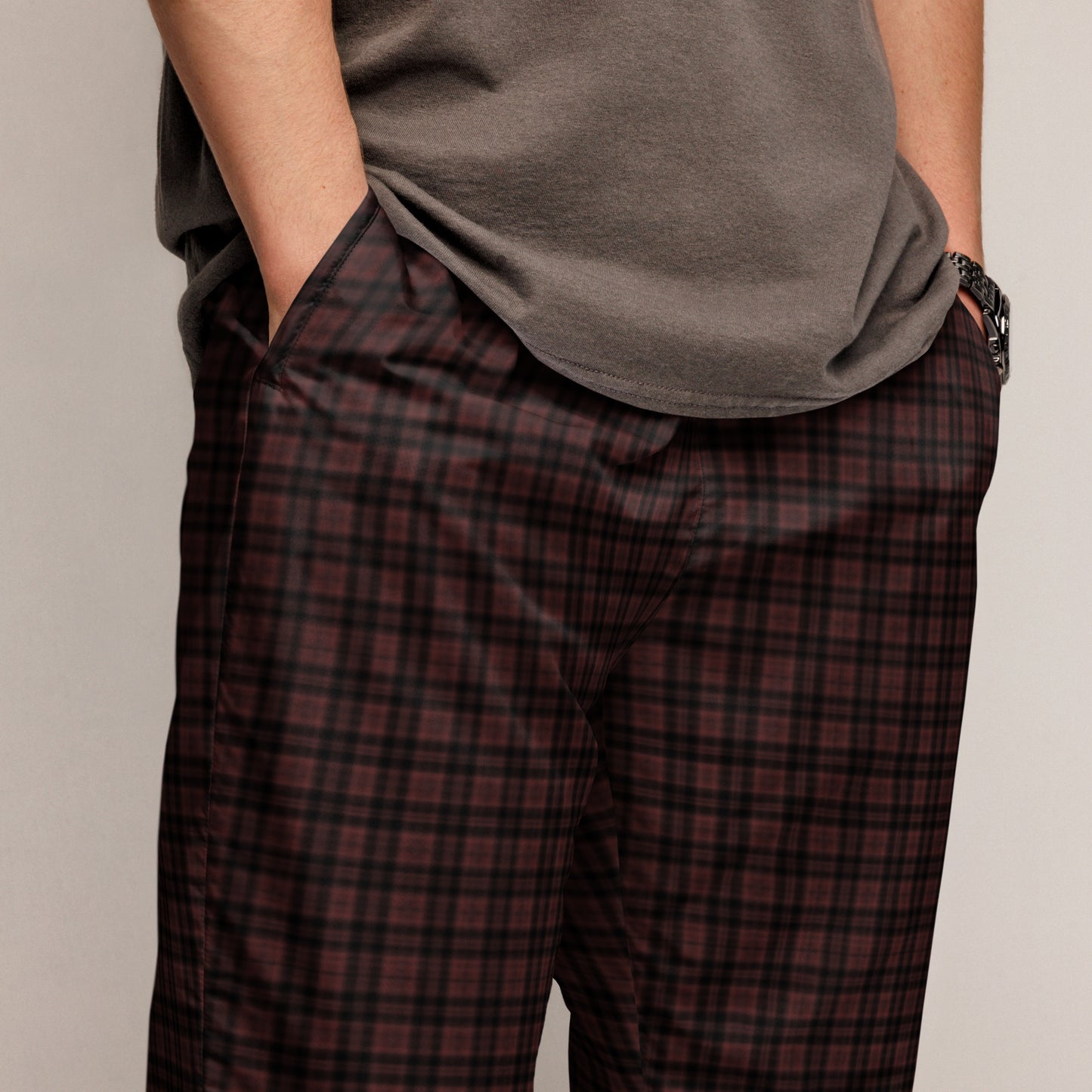 Black Dark Red Brown Men's Track Pants