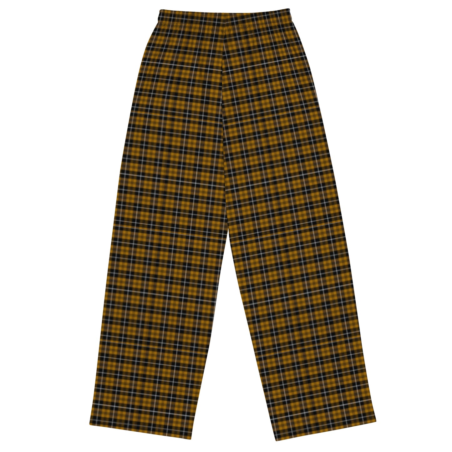 Black Yellow Plaid Retro Wide-Leg Pants