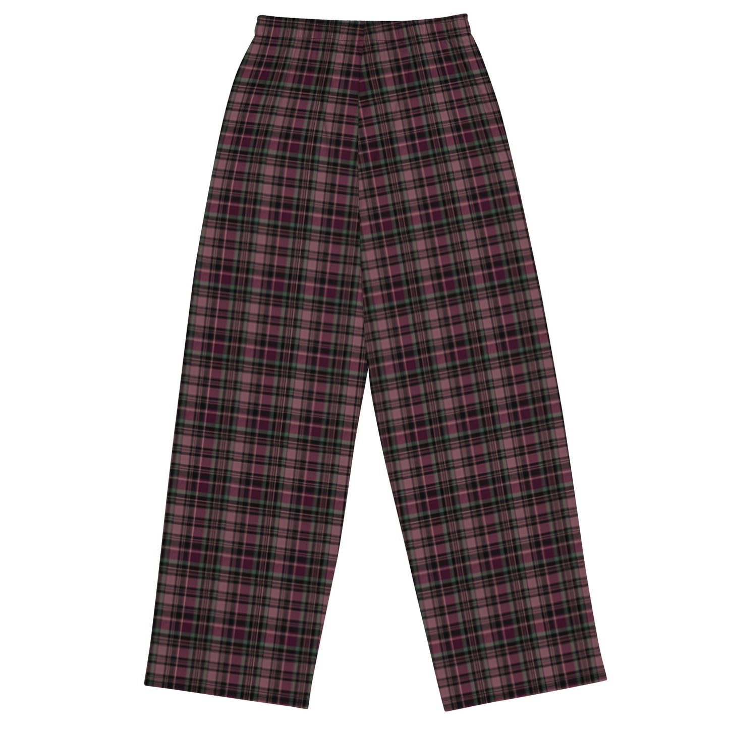 Dark Pink Retro Plaid Wide-Leg Pants