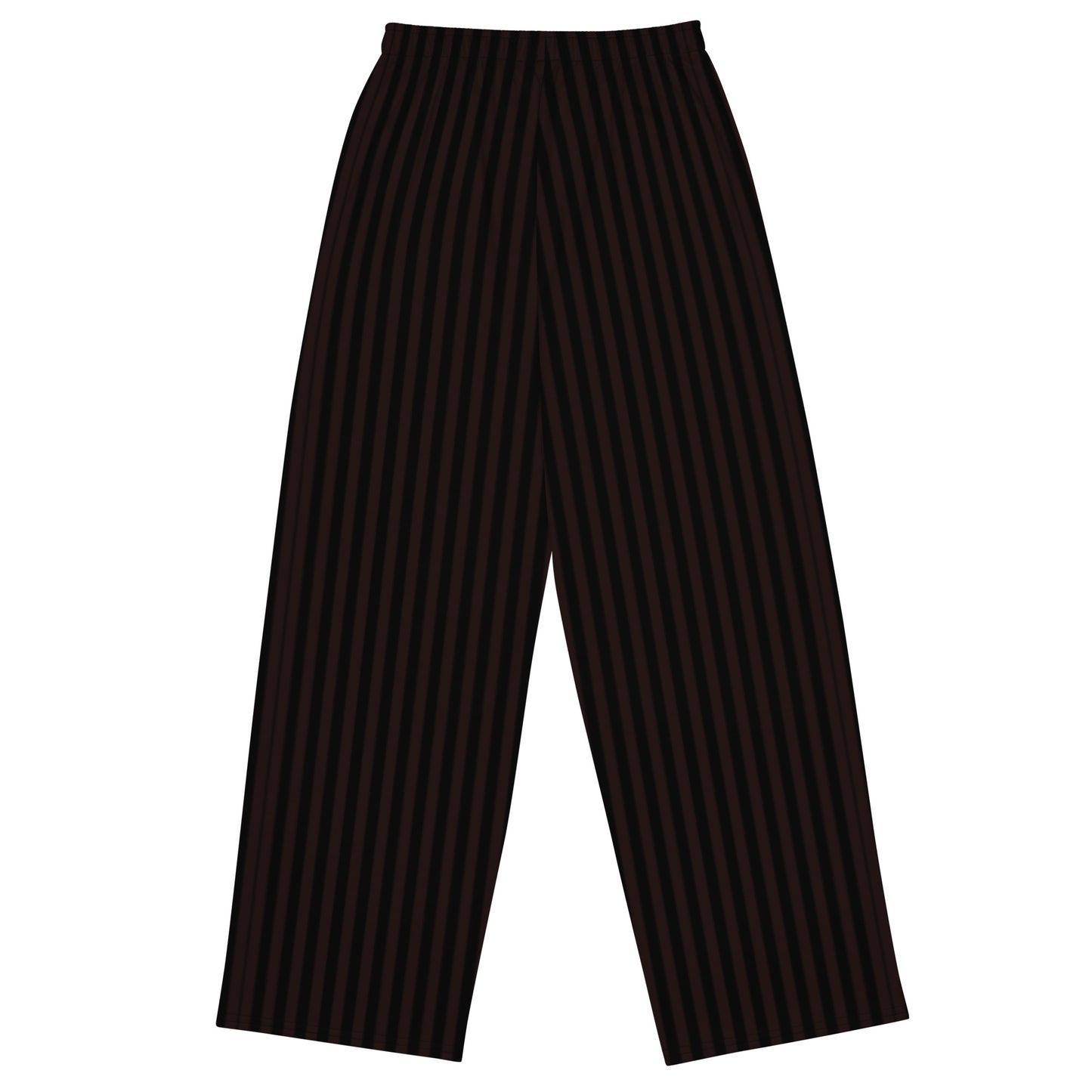 Burgundy Black Retro Striped Wide-Leg Pants