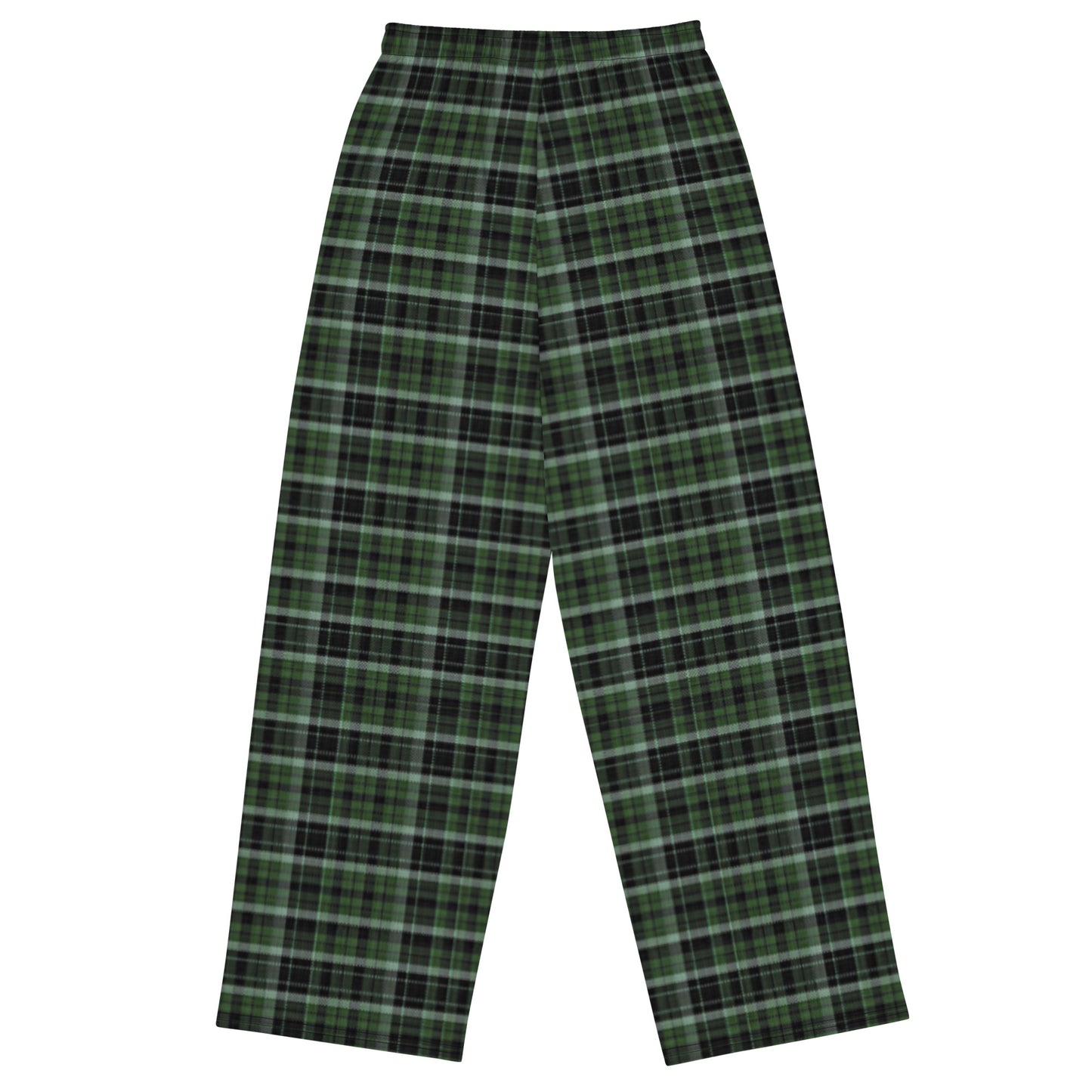 Classic Green Plaid Wide-Leg Slacks