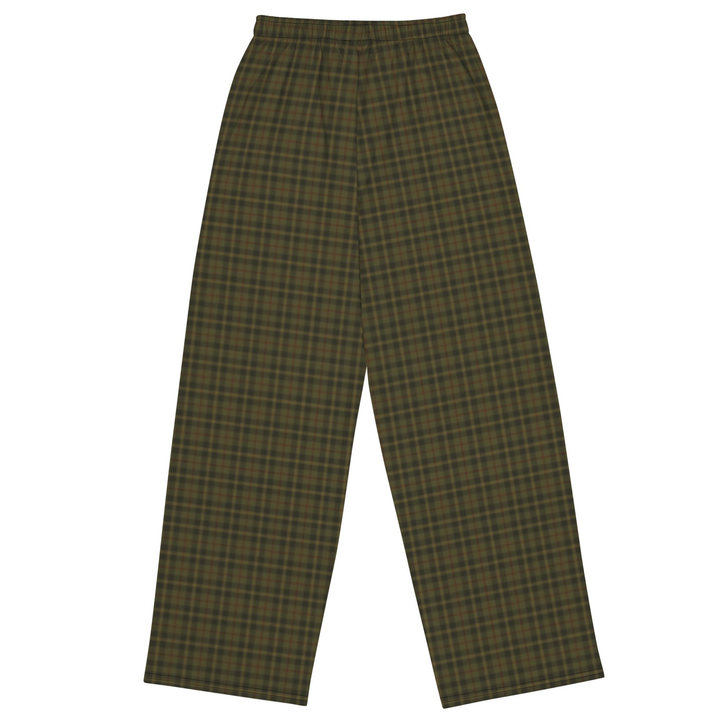 Women's Wide-leg Pants | Olive Green Plaid