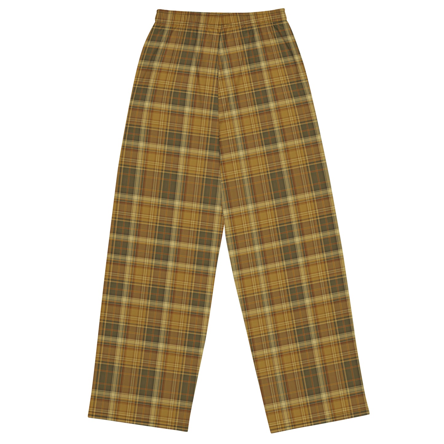 Vintage Kaki Plaid Wide-leg Pants