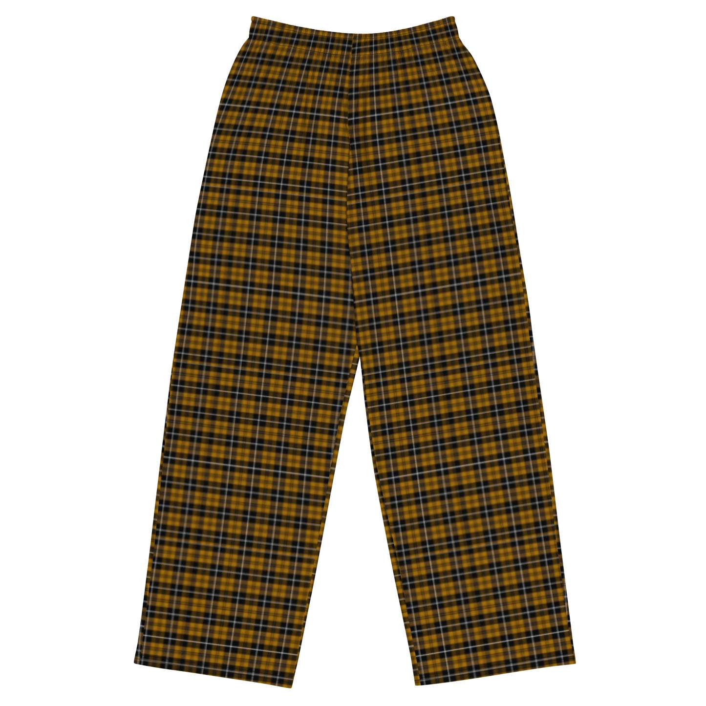 Black Yellow Plaid Retro Wide-Leg Pants