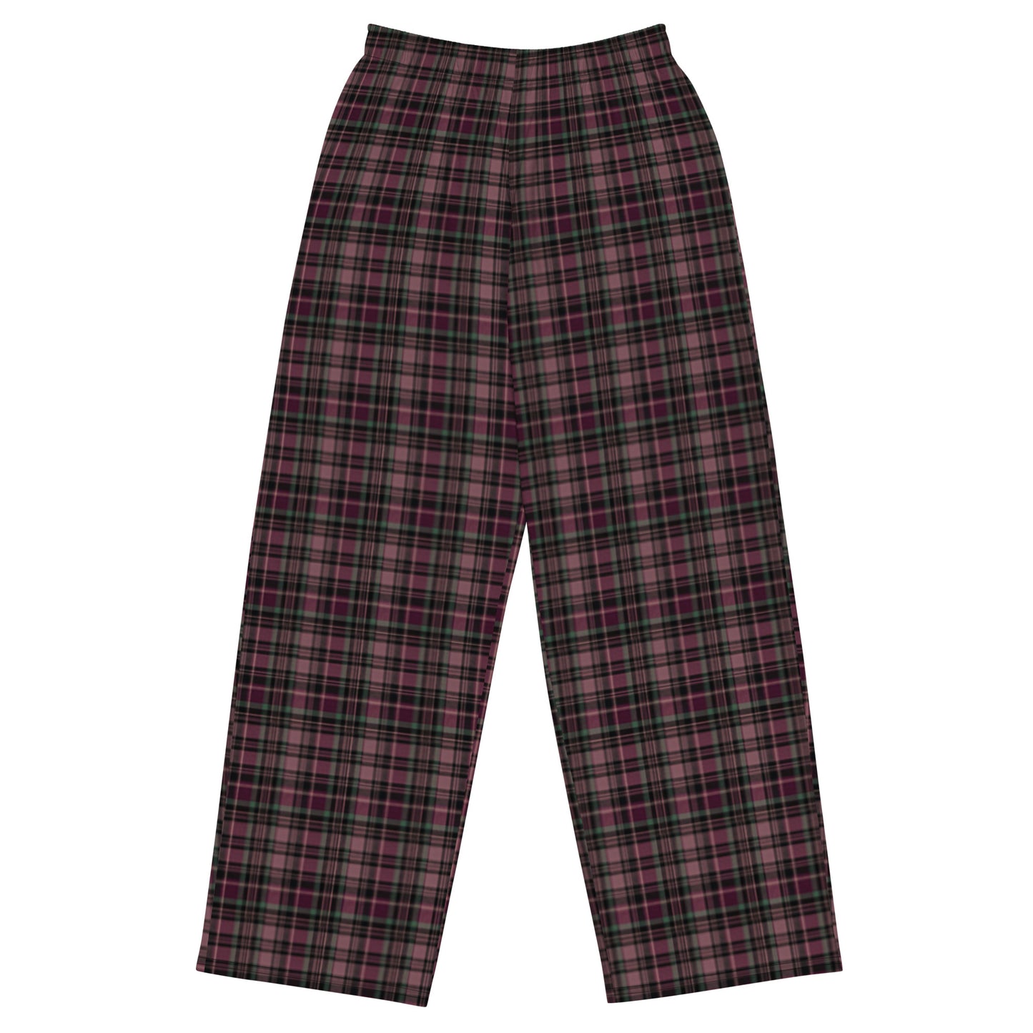 Dark Pink Retro Plaid Wide-Leg Pants