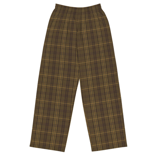 Retro Plaid Wide-Leg Pants - Brown