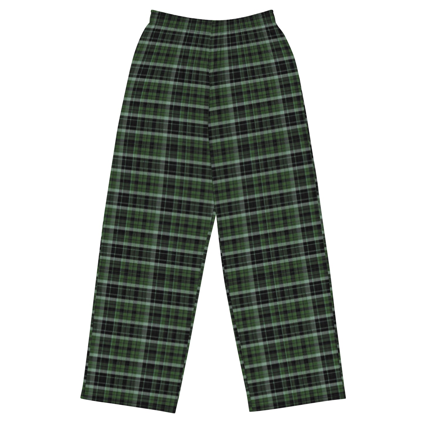 Classic Green Plaid Wide-Leg Slacks