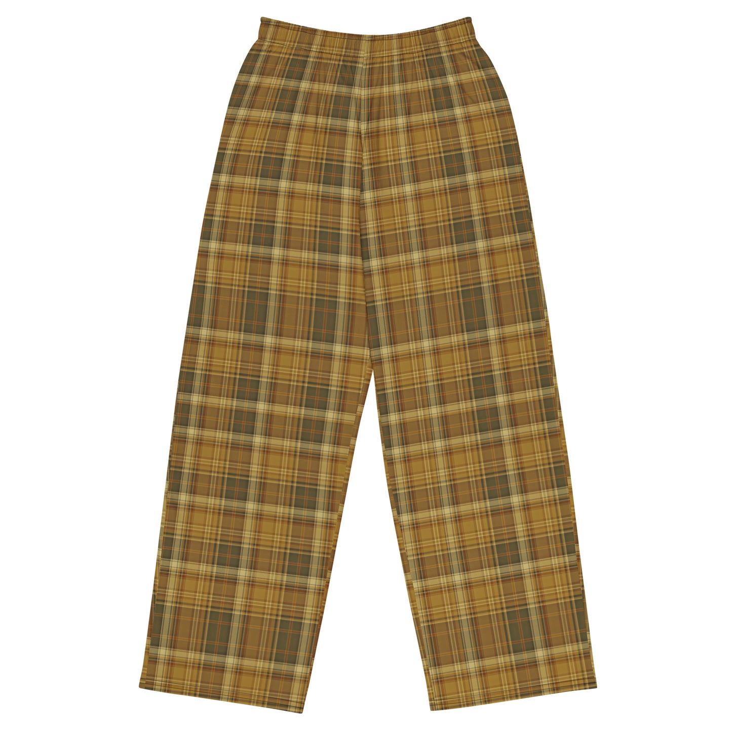 Vintage Kaki Plaid Wide-leg Pants