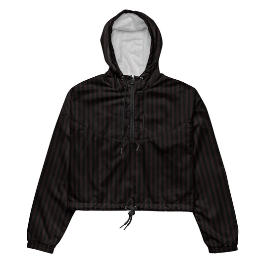 Cropped Windbreaker | Women’s Windbreaker | Black and Burgundy Stripes