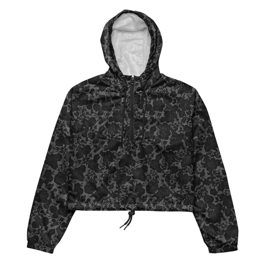 Women's Cropped Windbreaker | Dark Gray Floral