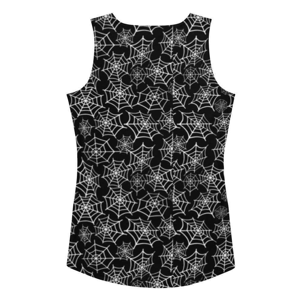 Black White Spider Web Women's Tank Top