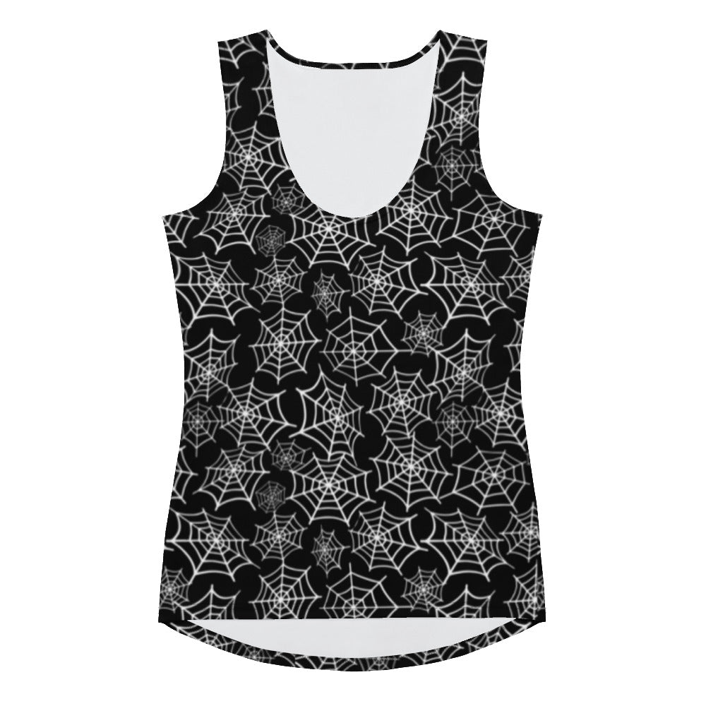 Black White Spider Web Women's Tank Top