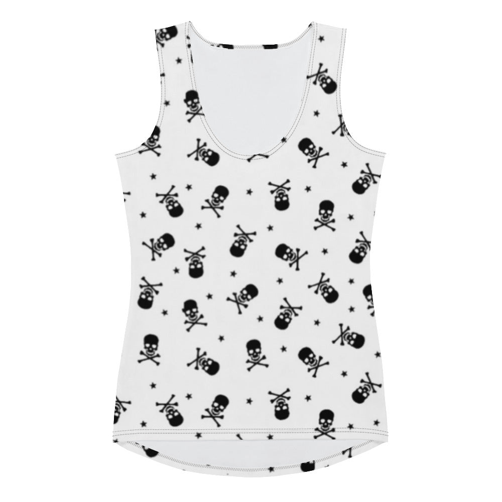 Tiny Black Skulls Women's White Tank Top