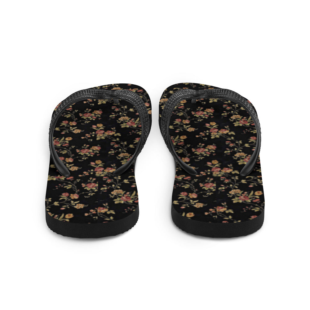 Women's Floral Black Flip-Flops