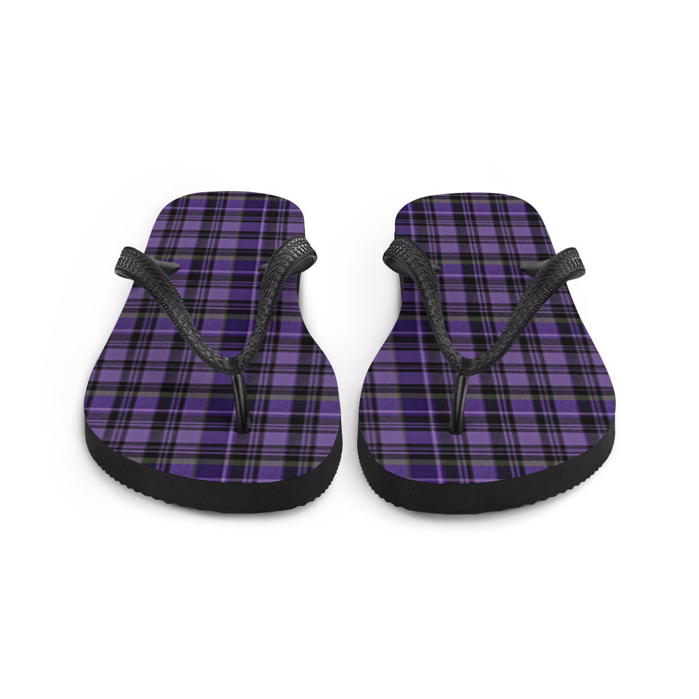 Women's Flip-Flops | Purple Black Plaid