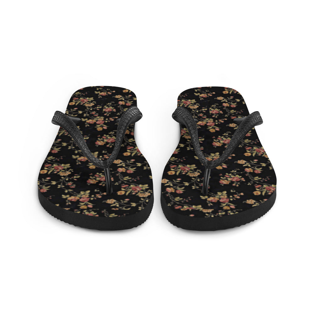 Women's Floral Black Flip-Flops