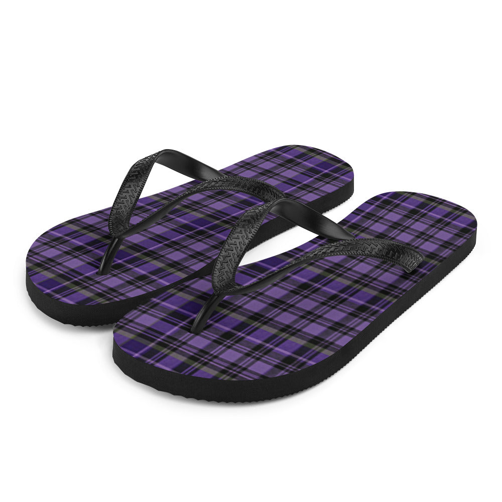 Women's Flip-Flops | Purple Black Plaid