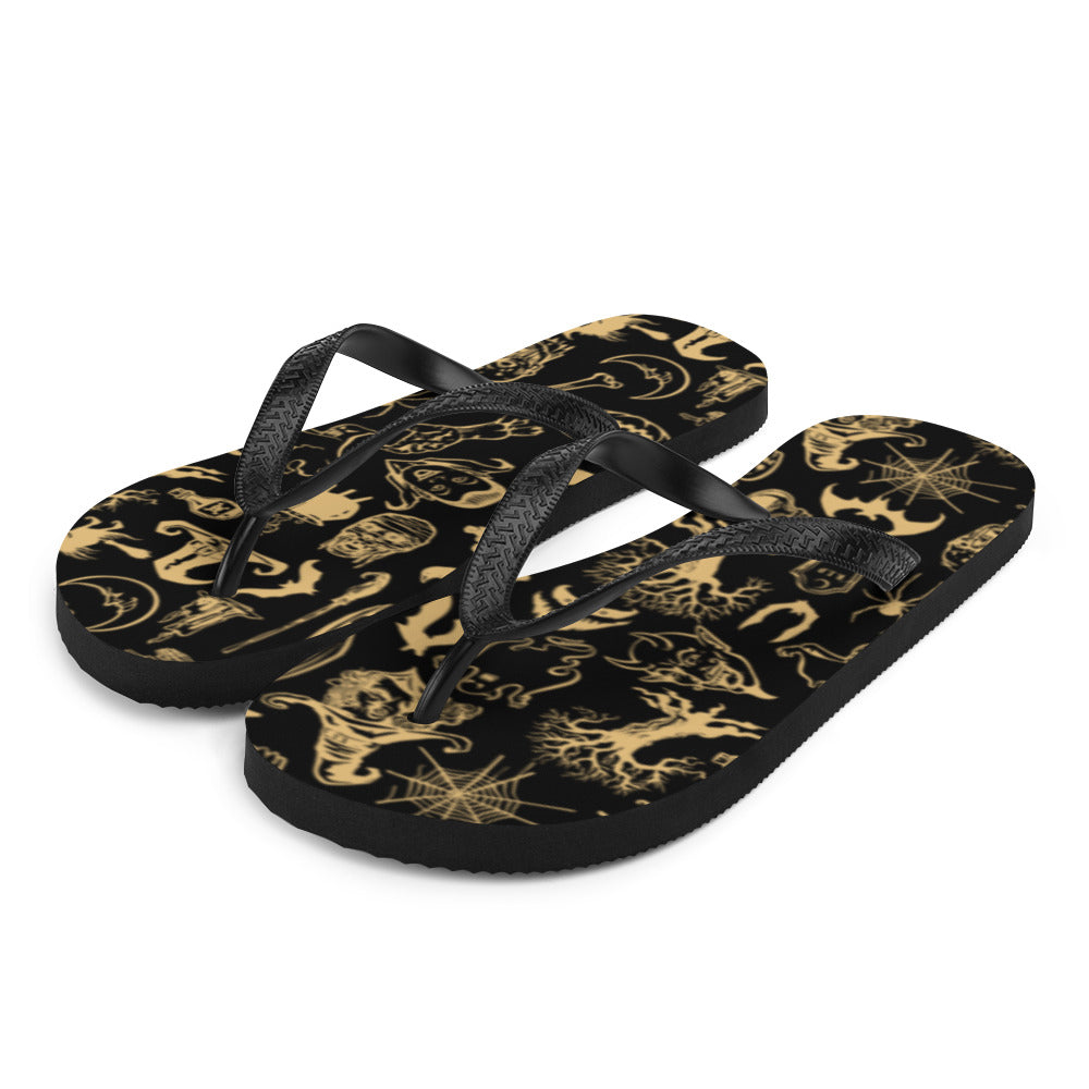 Vintage Witchy Women's Black Flip-Flops