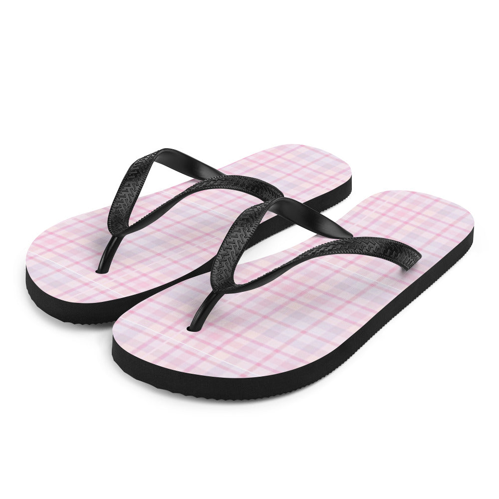 Plaid Pastel Pink Flip-Flops