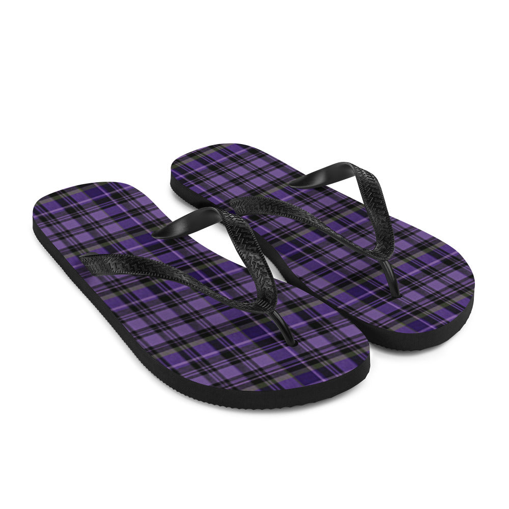 Women's Flip-Flops | Purple Black Plaid