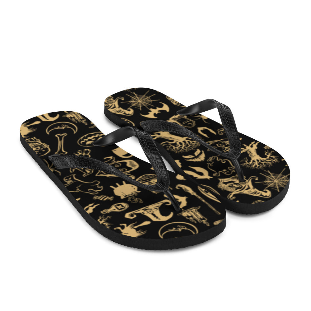 Vintage Witchy Women's Black Flip-Flops