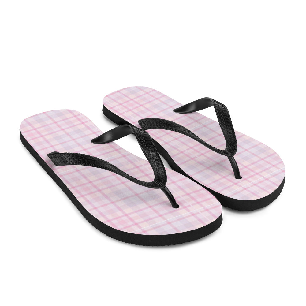 Plaid Pastel Pink Flip-Flops