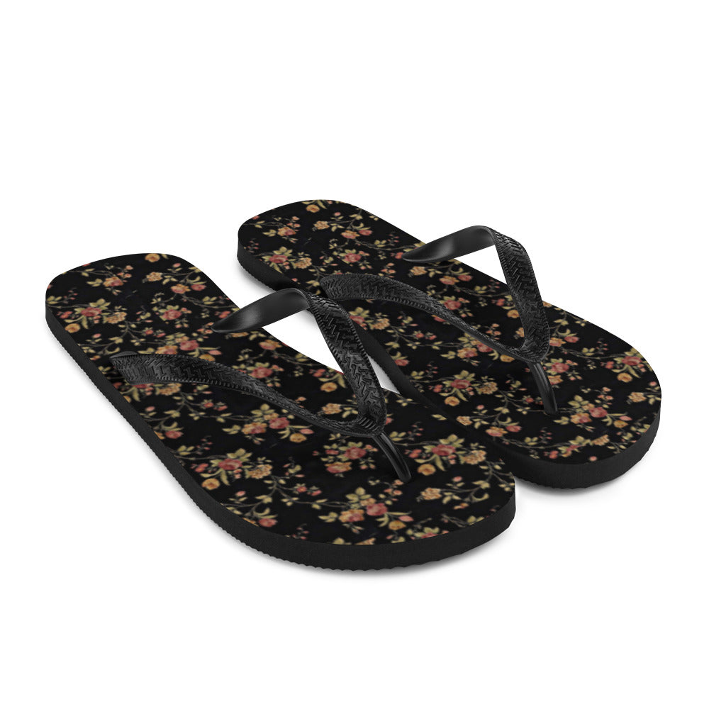 Women's Floral Black Flip-Flops