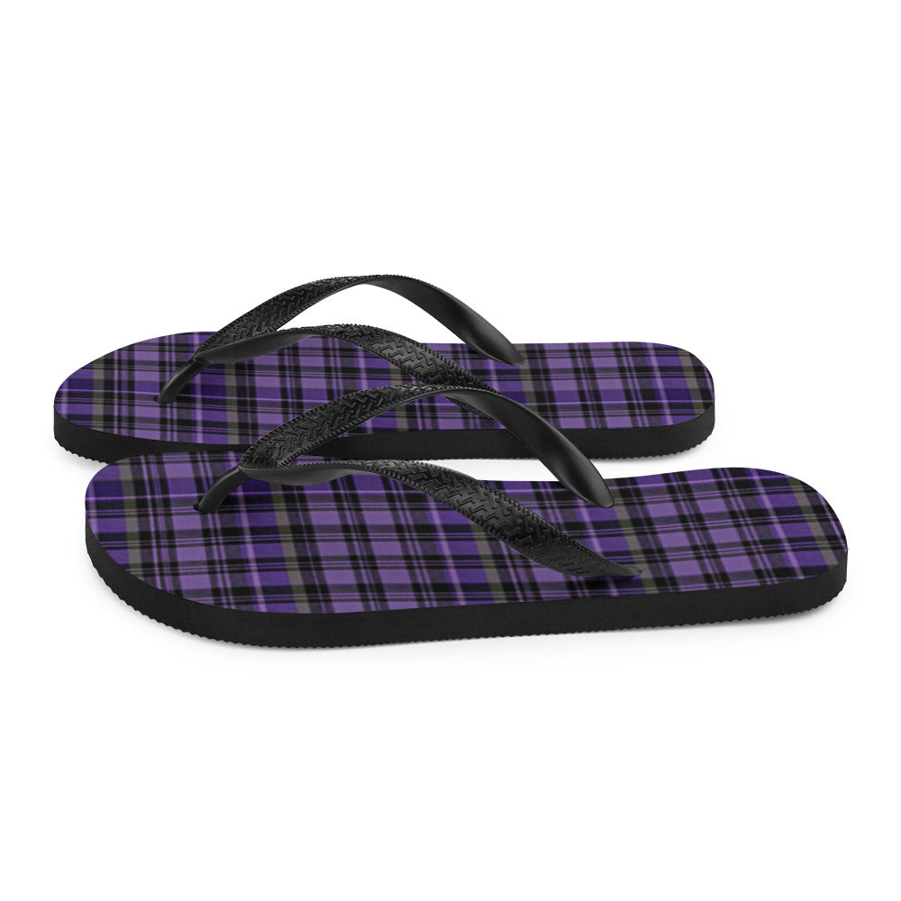 Women's Flip-Flops | Purple Black Plaid