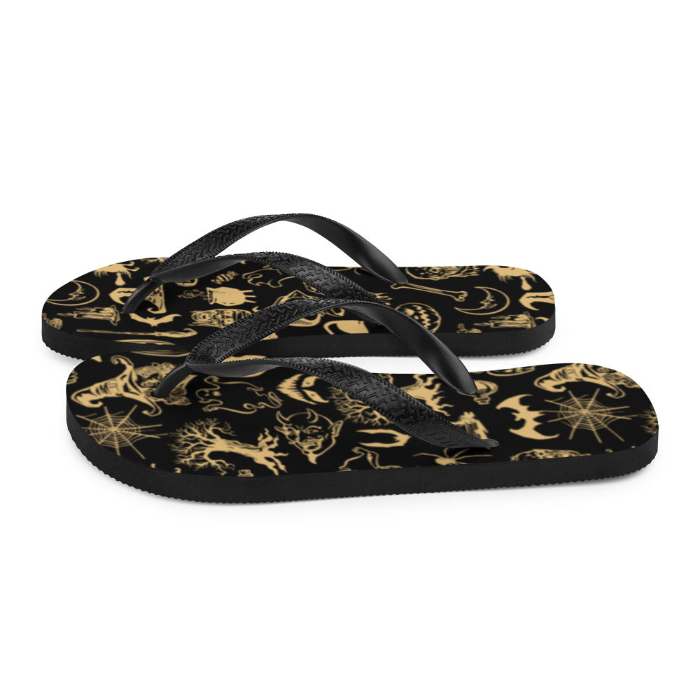 Vintage Witchy Women's Black Flip-Flops