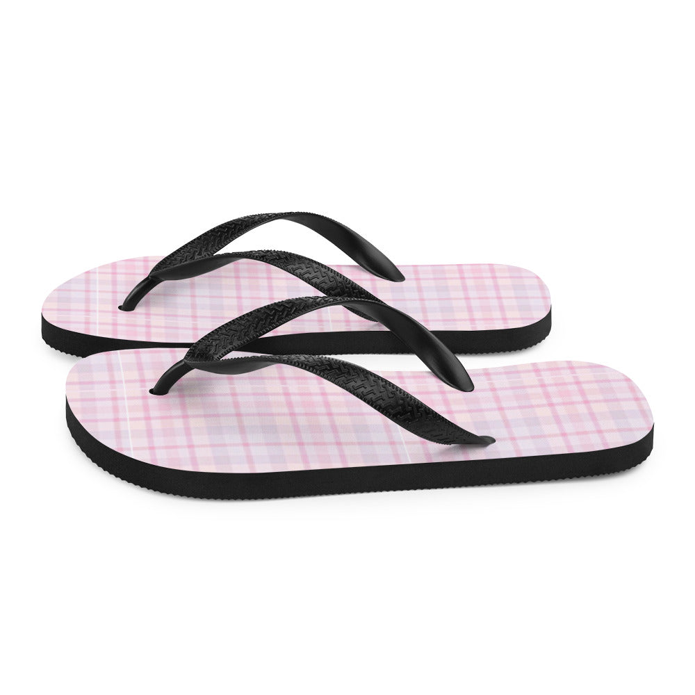 Plaid Pastel Pink Flip-Flops