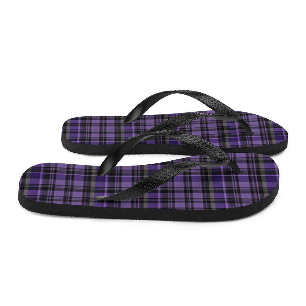 Women's Flip-Flops | Purple Black Plaid