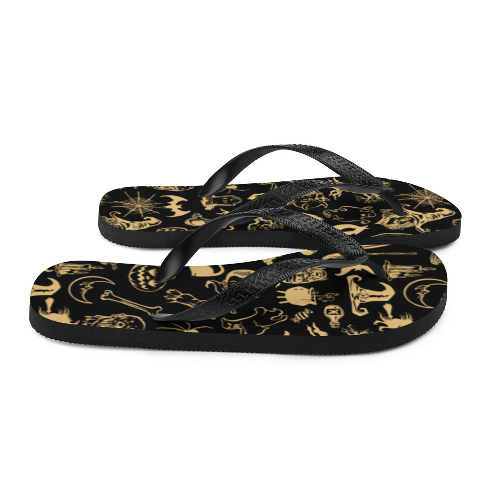 Vintage Witchy Women's Black Flip-Flops